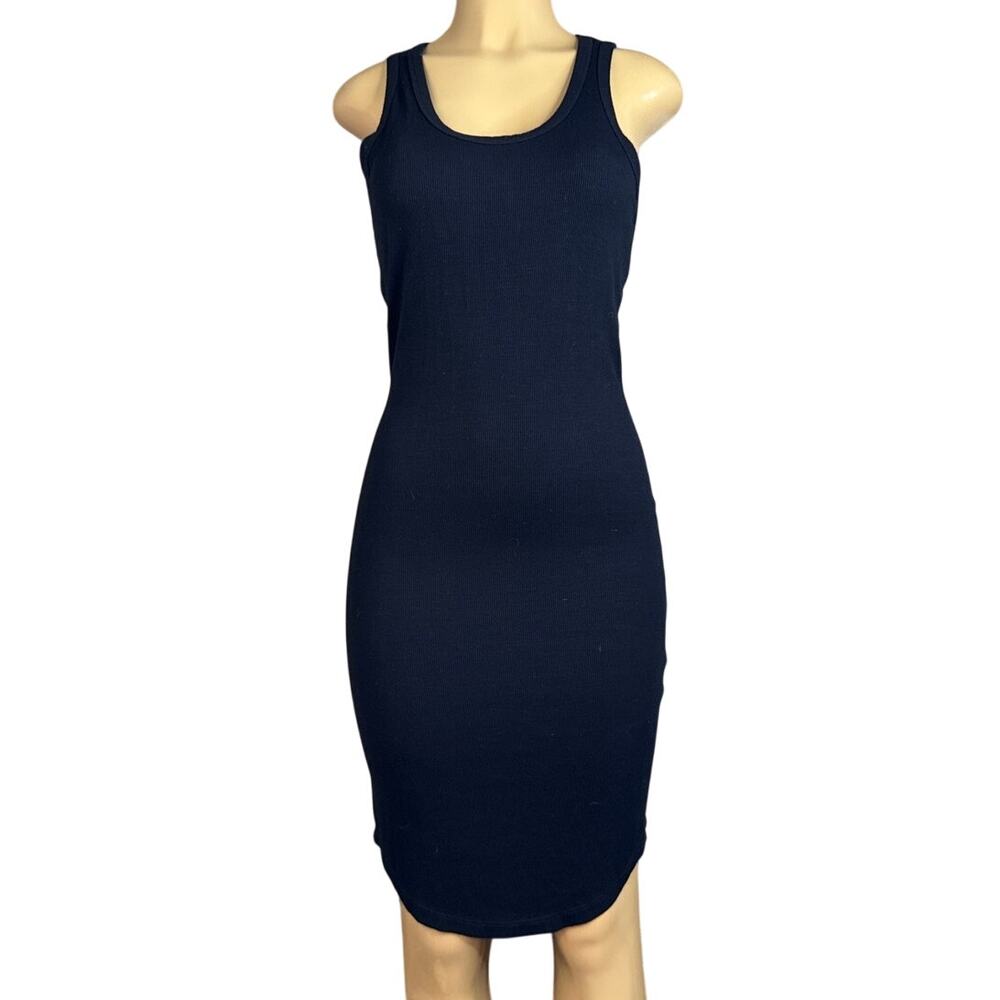 House of Harlow 1960 Ribbed Sleeveless Midi Dress Cutout Back Black Size Medium